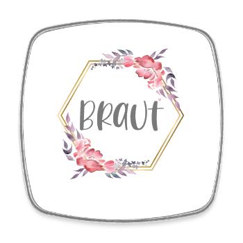 Braut Verlobung Boho Bride to be JGA Geschenk - Viereckiger Kühlschrankmagnet - Weiß - Vorne