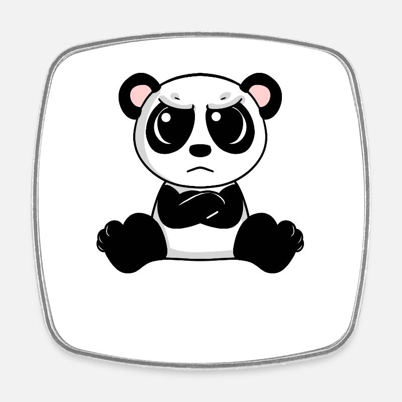 angry panda - Square fridge magnet - white