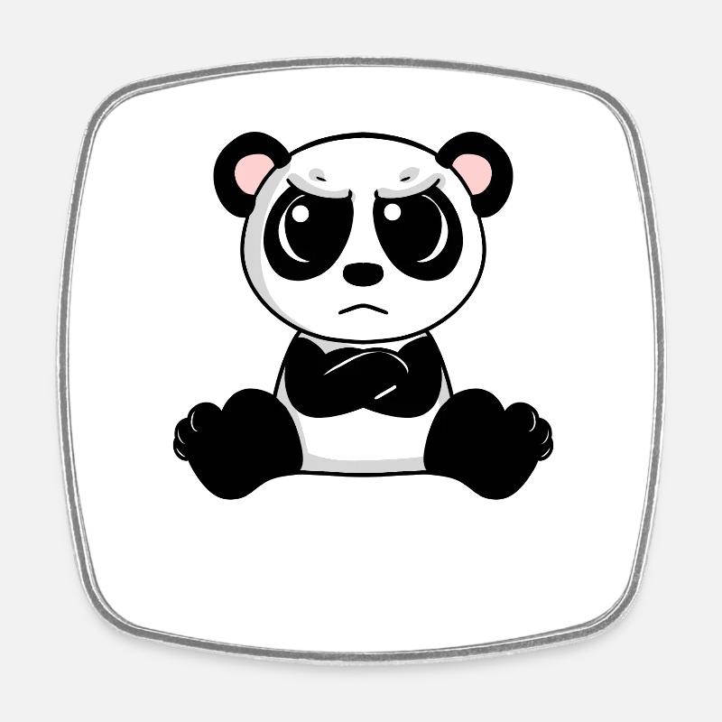 angry panda - Square fridge magnet - white