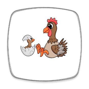 Huhn Familie - Huhn mit Baby - Viereckiger Kühlschrankmagnet - Weiß - Vorne