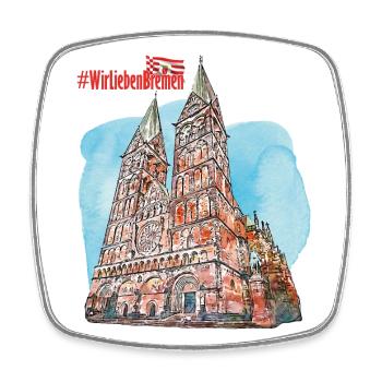 Wir Lieben Bremen (Bremer Dom) - Viereckiger Kühlschrankmagnet - Weiß - Vorne