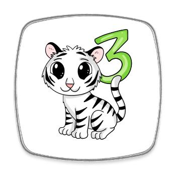 3 anniversaire 3 ans avec motif animal - trois - Magnet carré - blanc - Devant
