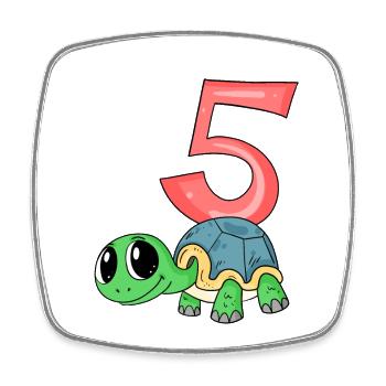5 Birthday 5 years old with animal motif - five - Square fridge magnet - white - Front