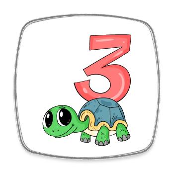 3 anniversaire 3 ans avec motif animal - trois - Magnet carré - blanc - Devant