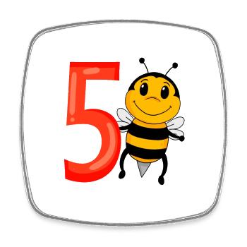 5 Birthday 5 years old with animal motif - five - Square fridge magnet - white - Front