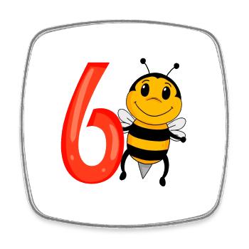 6 Birthday 6 years old with animal motif - six - Square fridge magnet - white - Front
