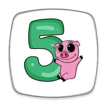 5 Birthday 5 years old with animal motif - five - Square fridge magnet - white - Front