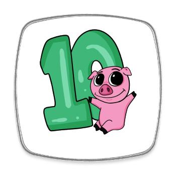 10 Geburtstag 10 Jahre alt mit Tier Motiv - zehn - Viereckiger Kühlschrankmagnet - Weiß - Vorne