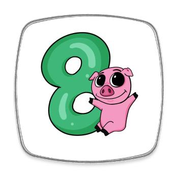 8 Birthday 8 years old with animal motif - eight - Square fridge magnet - white - Front
