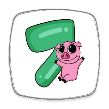 7 birthday 7 years old with animal motif - seven - Square fridge magnet - white - Front