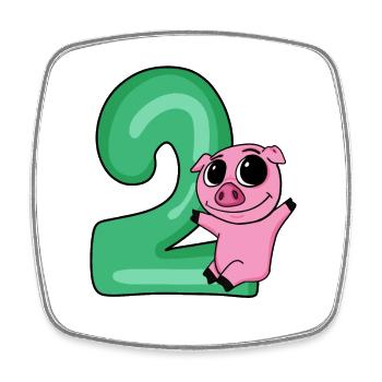 2 Birthday 2 Year Old with Animal Motif - Two - Square fridge magnet - white - Front