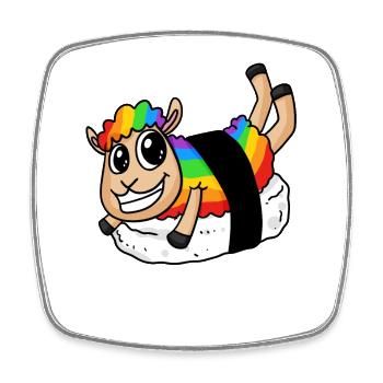 Regenbogen Sushi Schaf - Viereckiger Kühlschrankmagnet - Weiß - Vorne