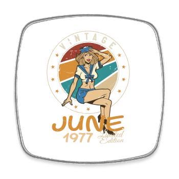 Vintage 1977 - Born In June 1977 - Square fridge magnet - white - Front