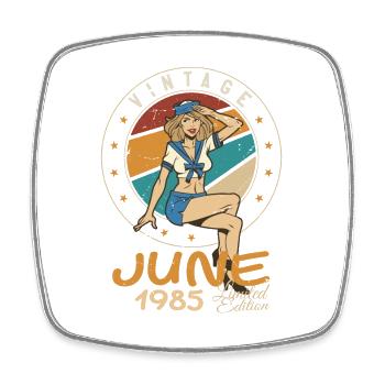 Vintage 1985 - Born In June 1985 - Viereckiger Kühlschrankmagnet - Weiß - Vorne