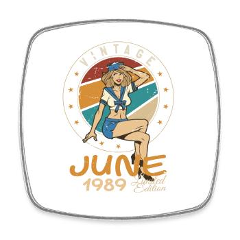 Vintage 1989 - Born In June 1989 - Square fridge magnet - white - Front