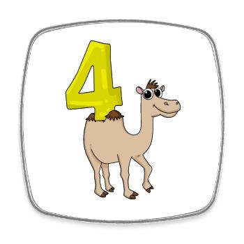 4 birthday 4 years old with animal motif - three - Square fridge magnet - white - Front