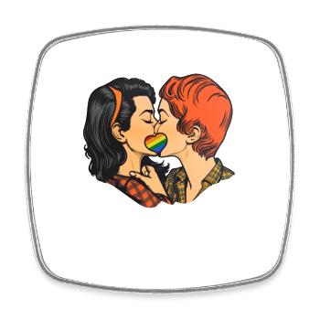 Liebespaar mit Regenbogenherz - Viereckiger Kühlschrankmagnet - Weiß - Vorne