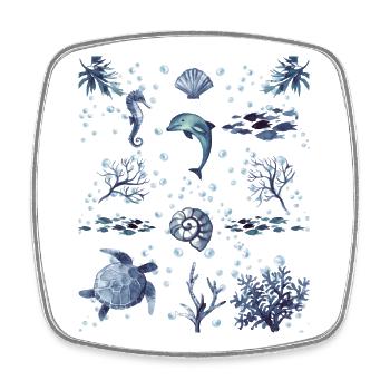 Under the Ocean - Marine Life Lovers - Square fridge magnet - white - Front