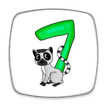 7 birthday 7 years old with animal motif - seven - Square fridge magnet - white - Front
