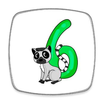 6 Birthday 6 years old with animal motif - six - Square fridge magnet - white - Front