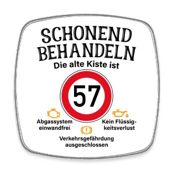 57. Geburtstag Schonend Behandeln 57 Alte Kiste 57 - Viereckiger Kühlschrankmagnet - Weiß - Vorne