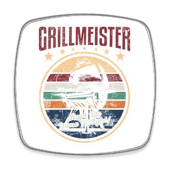 Grillmeister Steak Me Home Tonight Grillen Retro - Viereckiger Kühlschrankmagnet - Weiß - Vorne