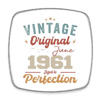 June 1961 Aged to Perfection June 1961 vintage - Viereckiger Kühlschrankmagnet - Weiß - Vorne