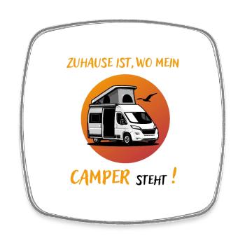Zuhause Ist Wo Mein Camper steht-Kastenwagen-WoMo - Viereckiger Kühlschrankmagnet - Weiß - Vorne