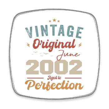 Juin 2002 Vieilli à la perfection Juin 2002 millésime - Magnet carré - blanc - Devant