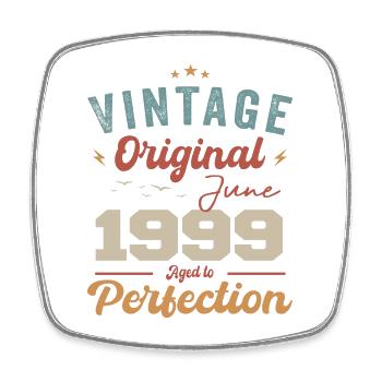 Juin 1999 Vieilli à la perfection Millésime juin 1999 - Magnet carré - blanc - Devant