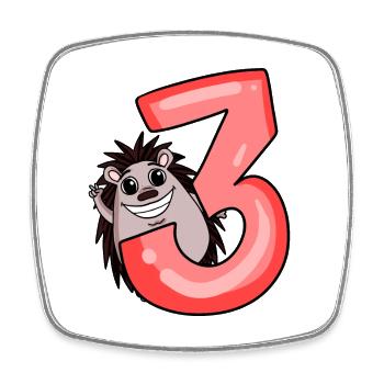 3 anniversaire 3 ans avec motif animal - trois - Magnet carré - blanc - Devant
