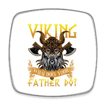 Viking Father - Square fridge magnet - white - Front
