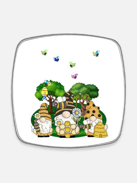 Bee Colony Honeycomb Garden - Square fridge magnet - white