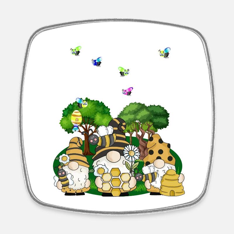 Bee Colony Honeycomb Garden - Square fridge magnet - white
