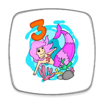 Girl 3 years old 3rd birthday mermaid - Square fridge magnet - white - Front