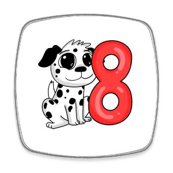 8 Birthday 8 years old with dog motif - eight - Square fridge magnet - white - Front