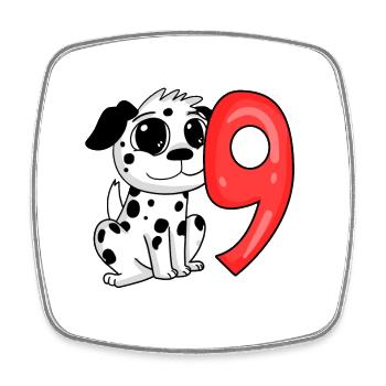 9 Anniversaire 9 ans avec motif chien - neuf - Magnet carré - blanc - Devant