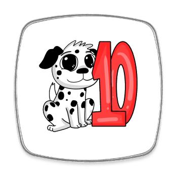 10 Geburtstag 10 Jahre alt mit Hund Motiv - zehn - Viereckiger Kühlschrankmagnet - Weiß - Vorne