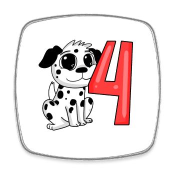 4 Geburtstag 4 Jahre alt mit Hund Motiv - vier - Viereckiger Kühlschrankmagnet - Weiß - Vorne