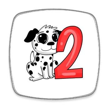 2 birthday 2 years old with animal motif - two - Square fridge magnet - white - Front