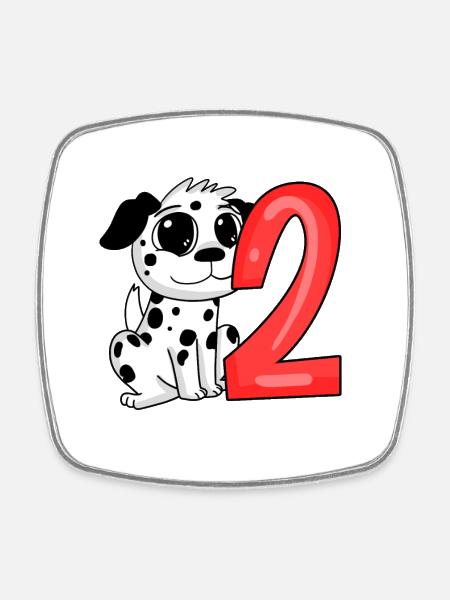 2 Geburtstag 2 Jahre alt mit Tier Motiv - zwei - Viereckiger Kühlschrankmagnet - Weiß
