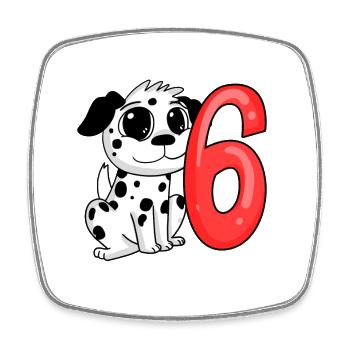 6 Birthday 6 years old with dog motif - six - Square fridge magnet - white - Front