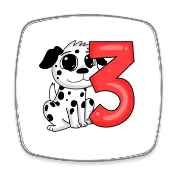 3 anniversaire 3 ans avec motif chien - trois - Magnet carré - blanc - Devant