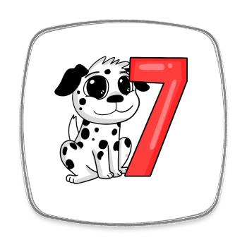 7 Birthday 7 years old with dog motif - seven - Square fridge magnet - white - Front