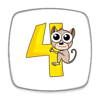 4 Geburtstag 4 Jahre alt mit Tier Motiv - vier - Viereckiger Kühlschrankmagnet - Weiß - Vorne