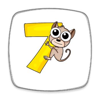 7 birthday 7 years old with animal motif - seven - Square fridge magnet - white - Front