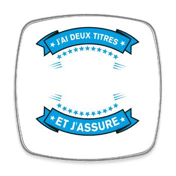 Papa Papy Deux Titres Cadeau Humoristique - Magnet carré - blanc - Devant