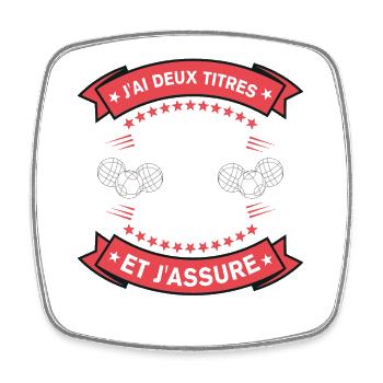 Deux Titres Papy Et Bouliste Cadeau Pétanque - Magnet carré - blanc - Devant