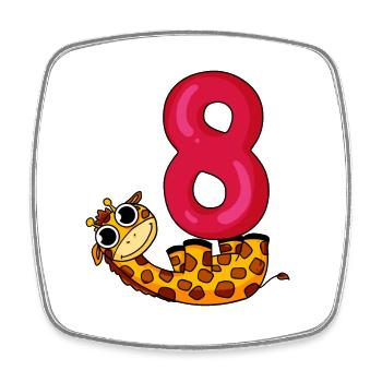 8ème anniversaire motif girafe - huit ans - Magnet carré - blanc - Devant