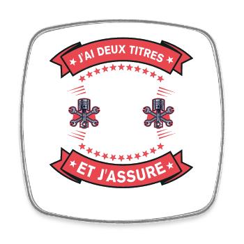 Deux Titres Papa Et Mécano Cadeau Humour - Magnet carré - blanc - Devant